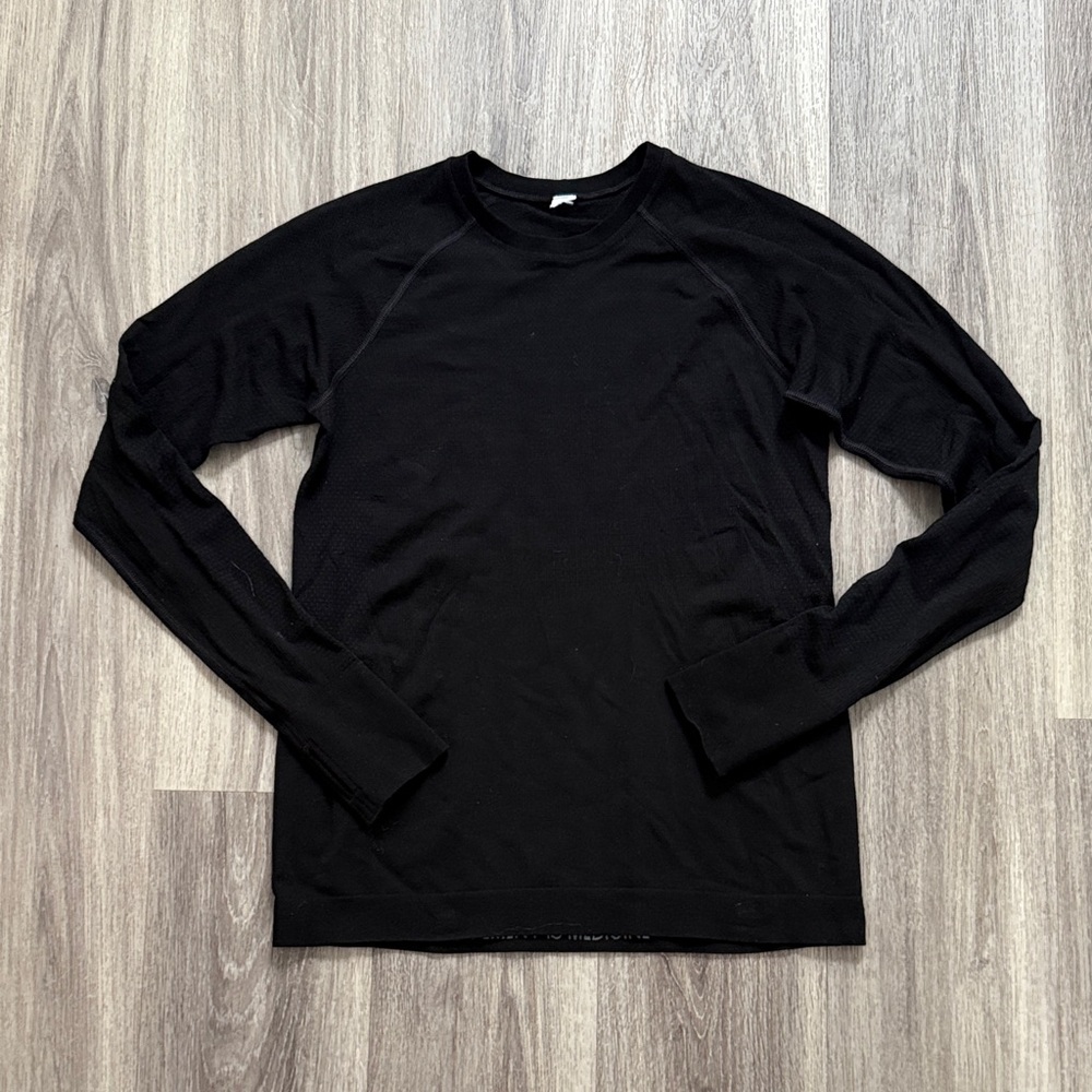 lululemon Women's Black Long Sleeve Tee size 12 Athletic Crewneck